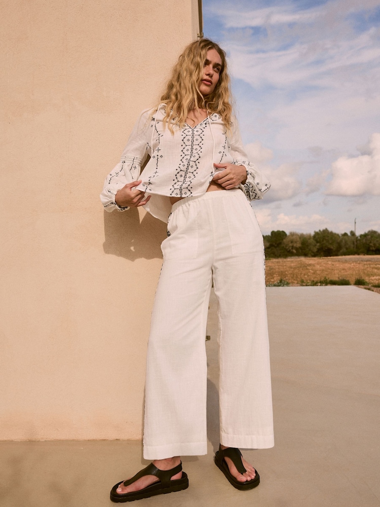 monochrome - Pantalon ample brodé 100% coton - Image 3 of 8