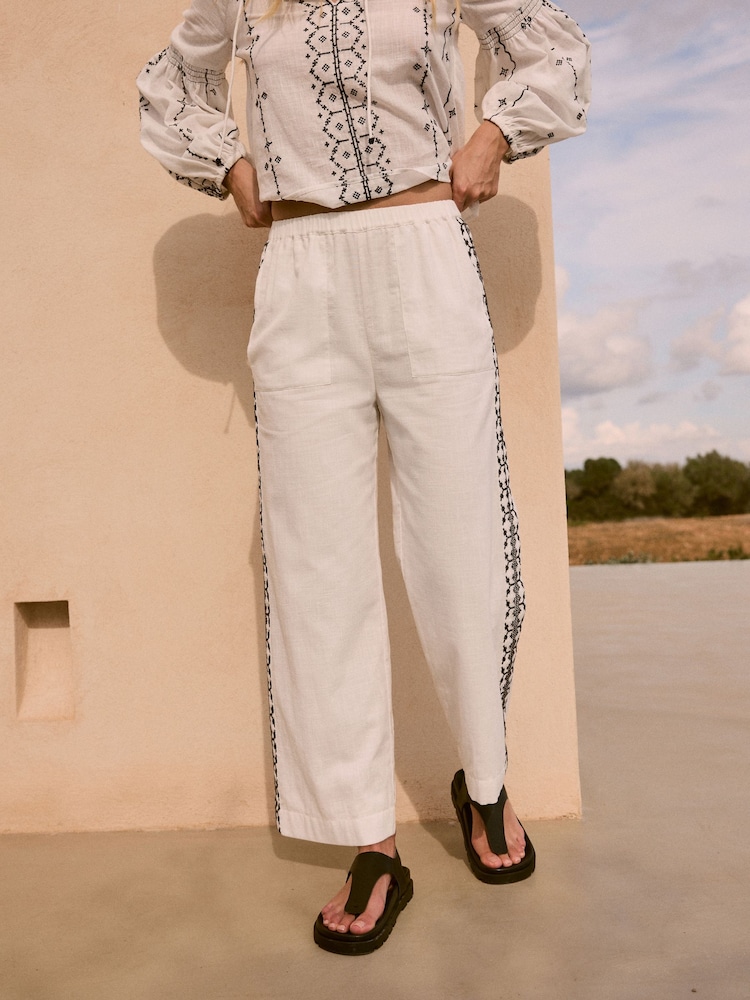 monochrome - Pantalon ample brodé 100% coton - Image 5 of 8