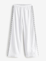 Monochrome 100% Cotton  Embroidered Wide Leg Trouser - Image 6 of 8