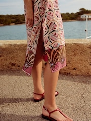 Pink Puff Sleeve Off Shoulder Midi Dress - Image 6 of 6