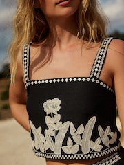 Noir/Blanc - Top de plage brodé - Image 5 of 8