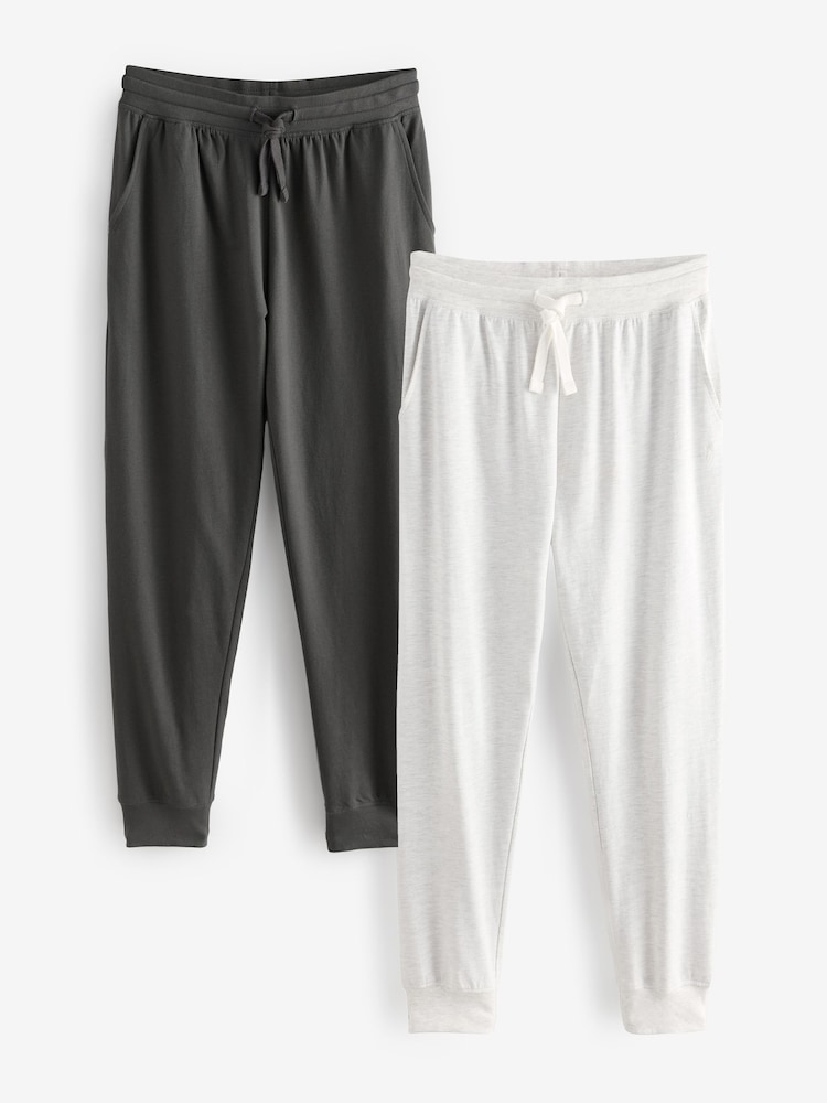 Grey Cuffed Lightweight 100% Cotton Joggers 2 Pack - Image 1 of 5