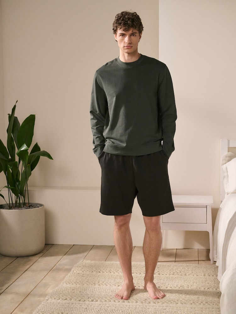 Vert kaki - Sweat-shirt léger Col rond % 100 - Image 2 of 7