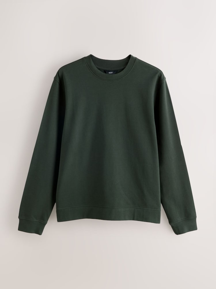 Vert kaki - Sweat-shirt léger Col rond % 100 - Image 5 of 7