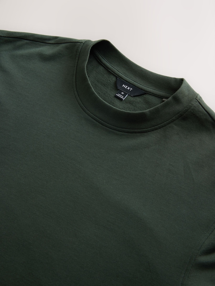 Vert kaki - Sweat-shirt léger Col rond % 100 - Image 6 of 7