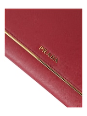 Prada Pink Iconic Saffiano Leather Bifold Wallet with Flap Closure and Gold Metal Detailing - Image 6 of 6