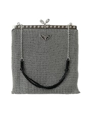 Prada Silver Metal Chain Shoulder Evening Black Bag - Image 1 of 6