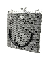 Prada Silver Metal Chain Shoulder Evening Black Bag - Image 2 of 6