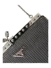 Prada Silver Metal Chain Shoulder Evening Black Bag - Image 5 of 6