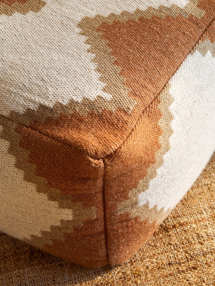 Orange Geometric Pouffe - Image 2 of 6