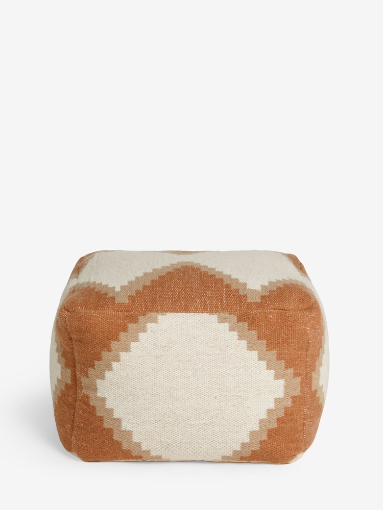 Orange Geometric Pouffe - Image 3 of 6