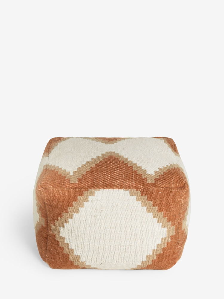 Orange Geometric Pouffe - Image 4 of 6