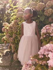 Blush Pink Sequin Tulle Occasion Dress (3-16yrs) - Image 3 of 8