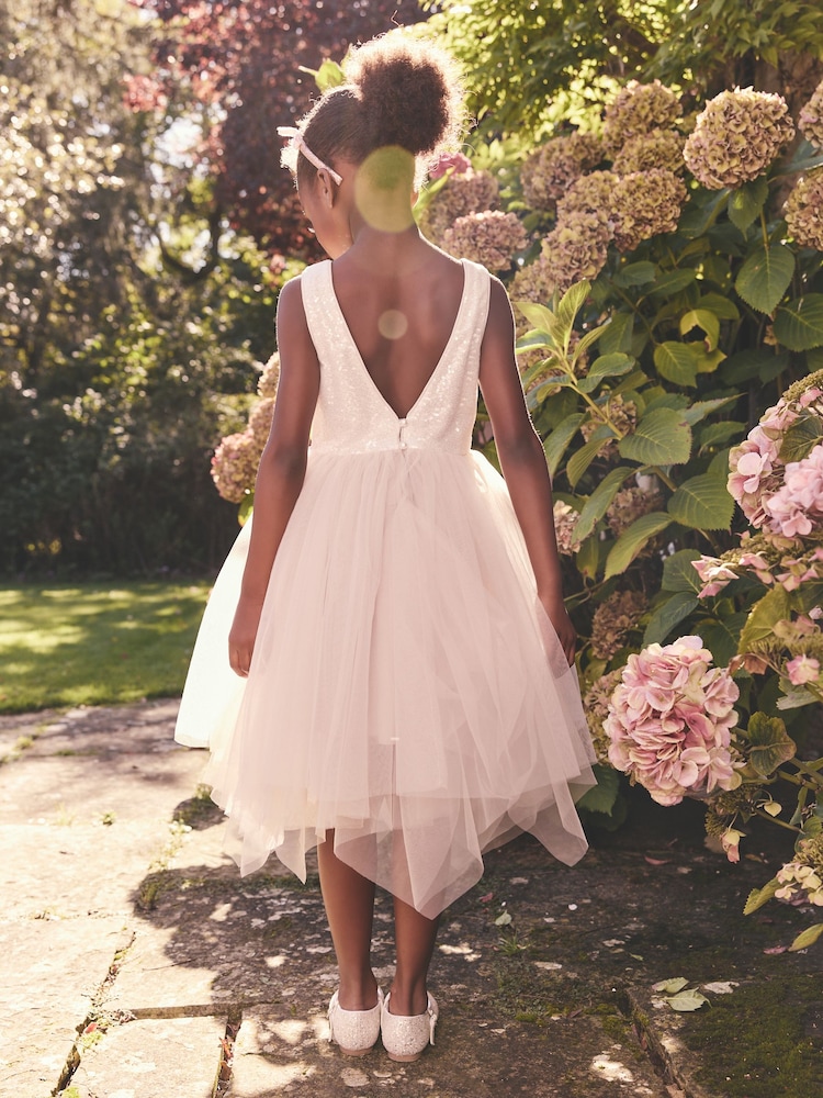 Buy Blush Pink Sequin Tulle Occasion Dress (3-16yrs) from the Next