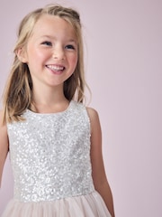 Blush Pink Sequin Tulle Occasion Dress (3-16yrs) - Image 6 of 8