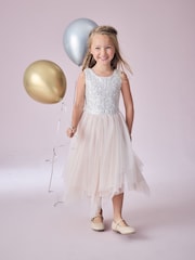 Blush Pink Sequin Tulle Occasion Dress (3-16yrs) - Image 7 of 8