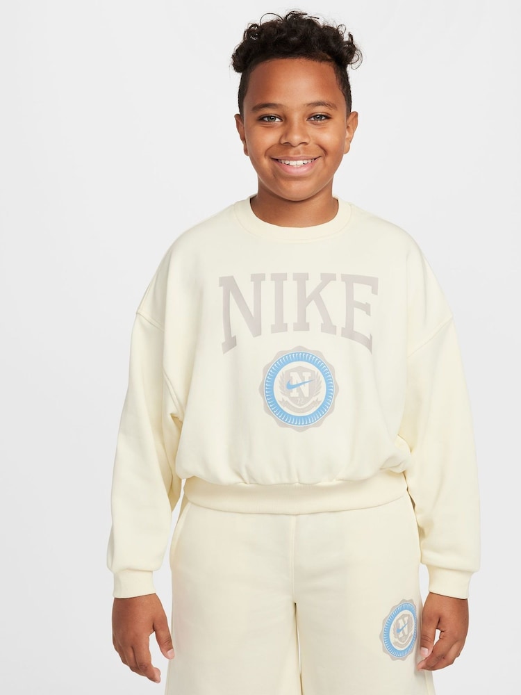 Nike Coconut Cream Boxy Varsity Crew Neck Sweatshirt - Image 1 of 3