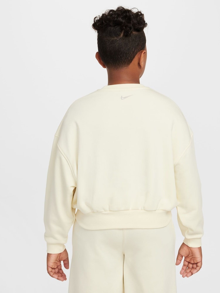 Nike Coconut Cream Boxy Varsity Crew Neck Sweatshirt - Image 2 of 3 Nike Coconut Cream Boxy Varsity Crew Neck Sweatshirt - Image 2 of 3