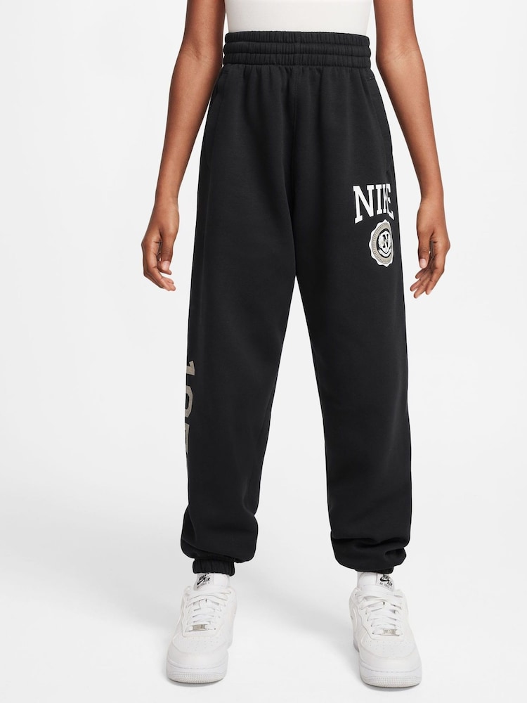 Nike Black Oversized Club Fleece Trousers - Image 1 of 3