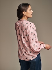 Laura Ashley Pink Beauchamp Lace Trim Blouse - Image 2 of 4