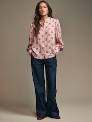 Laura Ashley Pink Beauchamp Lace Trim Blouse - Image 3 of 4