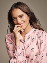 Laura Ashley Pink Beauchamp Lace Trim Blouse - Image 4 of 4