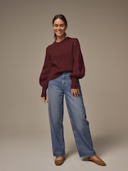 Laura Ashley Burgundy Red Cable Knit Jumper - Image 2 of 5