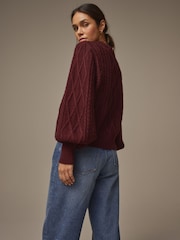 Laura Ashley Burgundy Red Cable Knit Jumper - Image 5 of 5