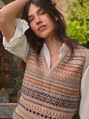 Laura Ashley Neutral Fairisle Pattern Knitted Vest Tank - Image 2 of 6