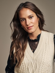 Laura Ashley Cream Cable Knitted Vest Tank - Image 4 of 4