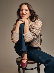 Laura Ashley Neutral Fairisle Pattern Crew Neck Jumper - Image 1 of 3