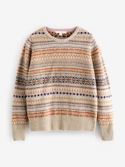 Laura Ashley Neutral Fairisle Pattern Crew Neck Jumper - Image 3 of 3