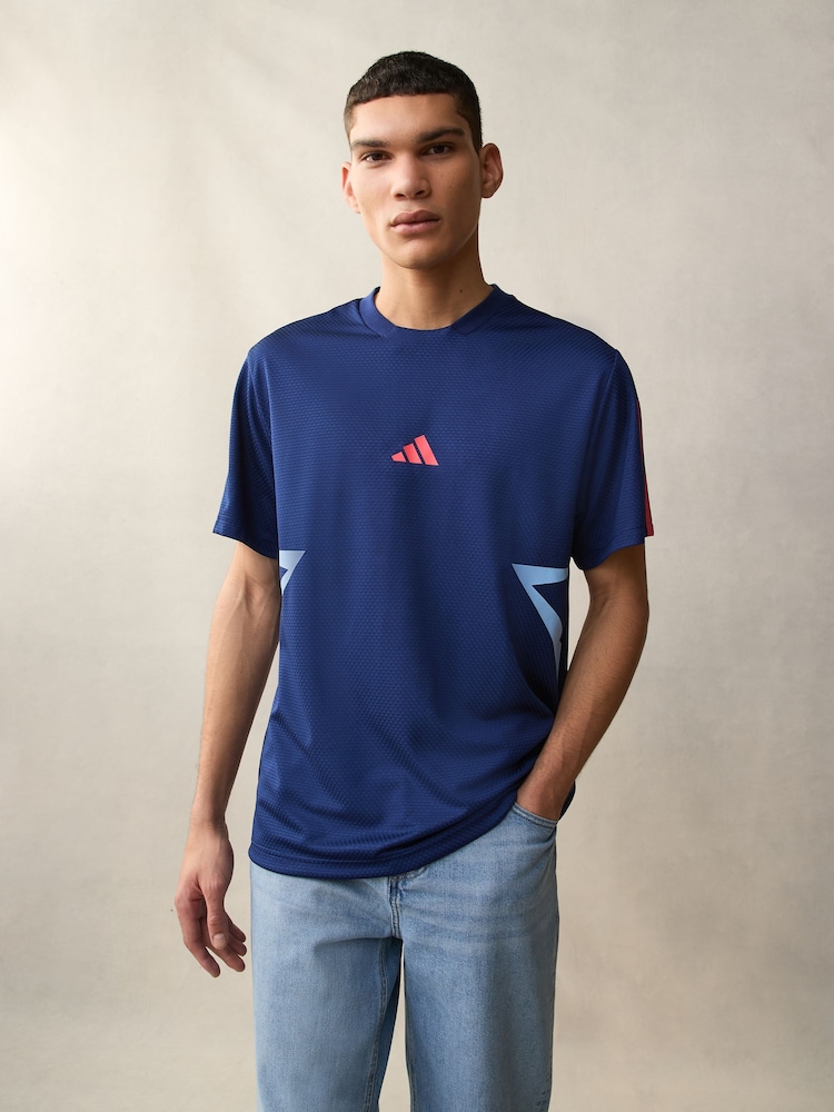 Синий - adidas House Of Tiro Colourblock T-Shirt - Image 1 of 5
