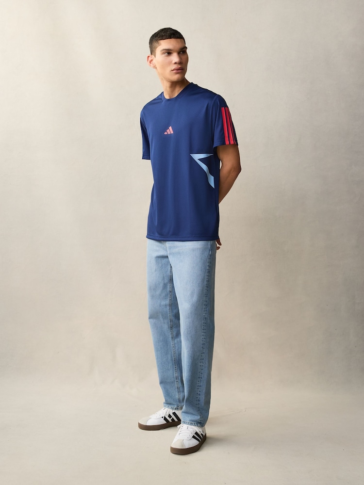 Синий - adidas House Of Tiro Colourblock T-Shirt - Image 2 of 5