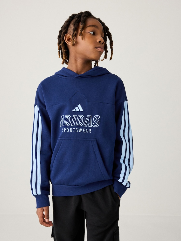 adidas Blue House of Tiro Fleece Hoodie - Image 1 of 5