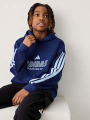 adidas Blue House of Tiro Fleece Hoodie - Image 3 of 5