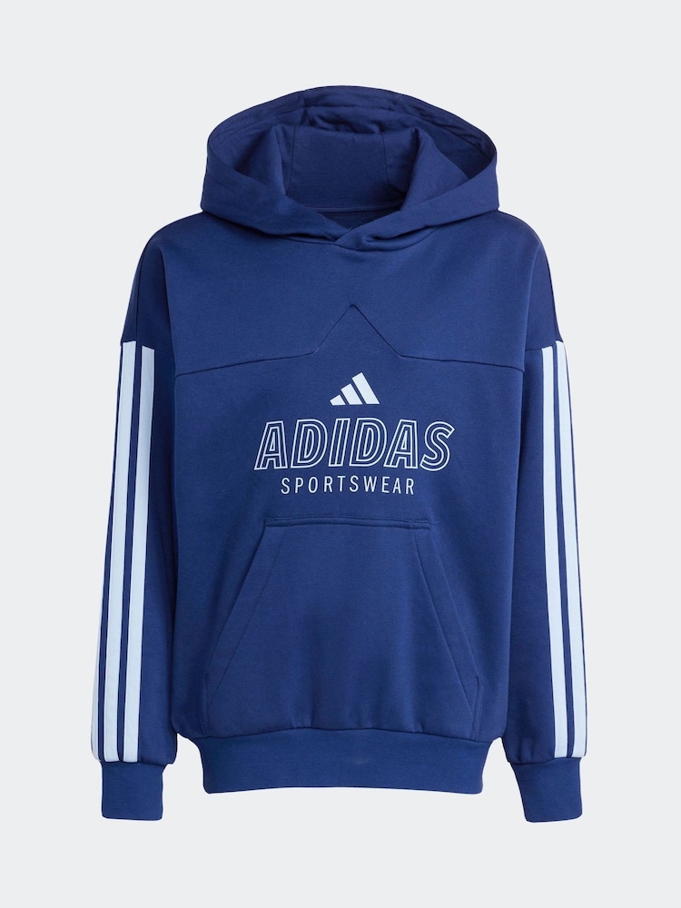 adidas Blue House of Tiro Fleece Hoodie - Image 5 of 5