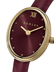 Peers Hardy Red Peers Hardy Ladies Gold Plated Oval Dark Cherry Leather Strap Watch - Image 3 of 4