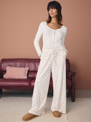 Ecru Hearts Pointelle Long Sleeve 100% Cotton Pyjamas - Image 2 of 6