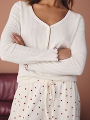 Ecru Hearts Pointelle Long Sleeve 100% Cotton Pyjamas - Image 5 of 6