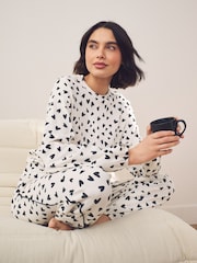 Monochrome Heart Heavyweight 100% Cotton Long Sleve Pyjamas - Image 3 of 11