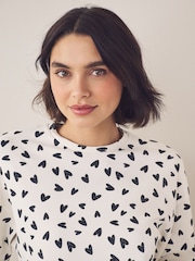 Monochrome Heart Heavyweight 100% Cotton Long Sleve Pyjamas - Image 4 of 11