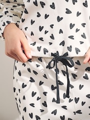 Monochrome Heart Heavyweight 100% Cotton Long Sleve Pyjamas - Image 5 of 11
