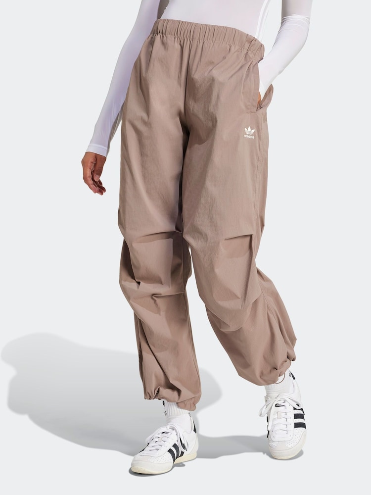adidas Originals Brown Essential Parachute Joggers - Image 1 of 6