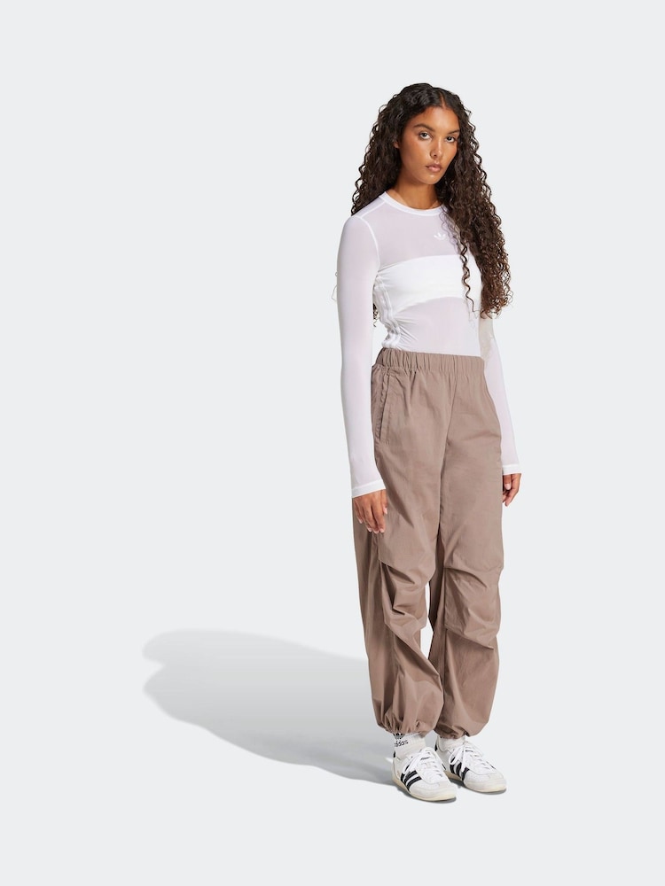 adidas Originals Brown Essential Parachute Joggers - Image 4 of 6