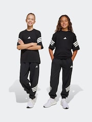 adidas Black Future Icons 3 Stripe Wide Leg Joggers - Image 1 of 1