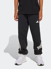 adidas Black Future Icons 3 Stripe Wide Leg Joggers - Image 4 of 7