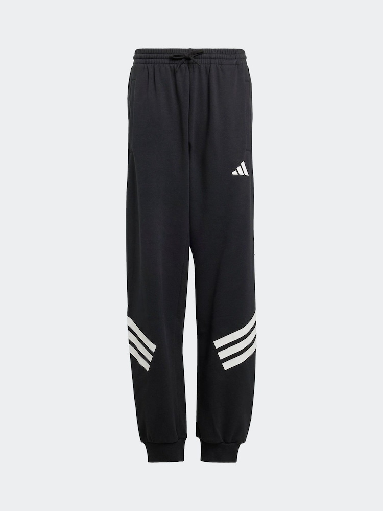 adidas Black Future Icons 3 Stripe Wide Leg Joggers - Image 7 of 7