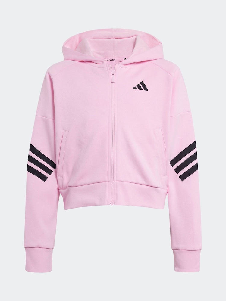Розовый - adidas Future Icons 3 Stripe Full Zip Hoodie - Изображение 6 из 6