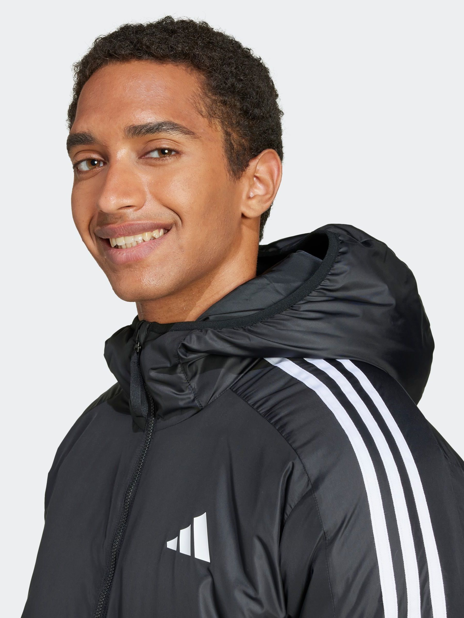 Buy adidas Black Essentials 3-Stripes Insulation Hooded Jacket